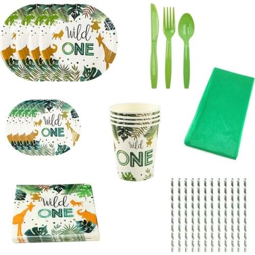 1st Birthday Party Disposable Tableware Boy Wild One Napkin Plates Jungle Party Baby Wild One Birthday Favor