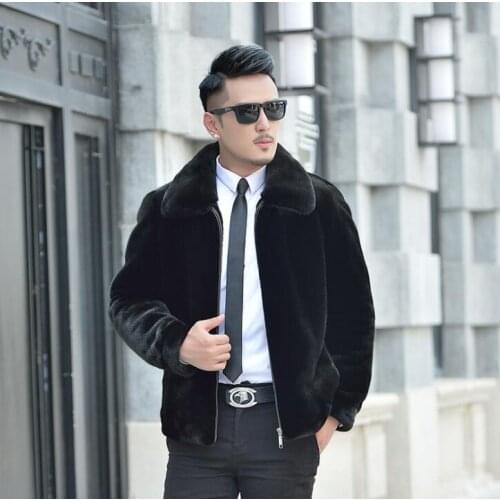Autumn faux mink fur leather jacket mens winter thicken warm fur leather coat men loose jackets jaqueta de couro fashion B165