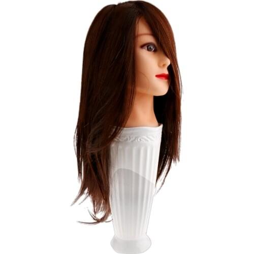 Barber Salon Cosmetology Human Hair Practice Hairdressing Training Head Mannequin - Smooth and Long
