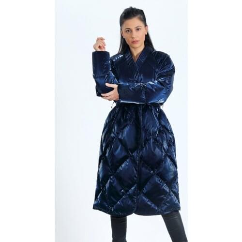 9ThWave 2020 yeni lüks mikrojel kadın kaban soğuk geçirmez ceket su geçirmez kumaş kadın kaban trençkot parka TXK-04