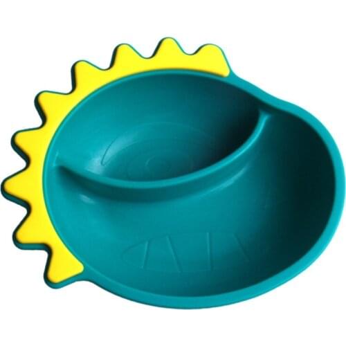 Food Grade Silicone Cartoon Dinosaur Baby Divided Suction Bowl Slip-resistant Child Dinner Plate Learning Feeding Dish
