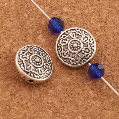 Carved Etched Round Flat Beads 14.3x14.3mm 50PCS Zinc Alloy Spacers Jewelry Findings L586