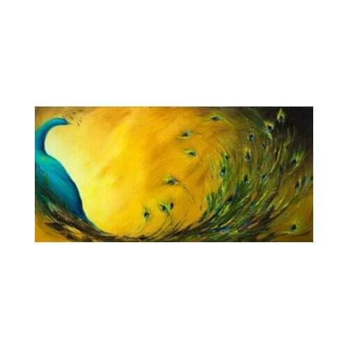 Hand Painted Home Decor-Horizontal Peacock-Animal Oil Painting Wall Art-Modern Canvas Art Wall Decor