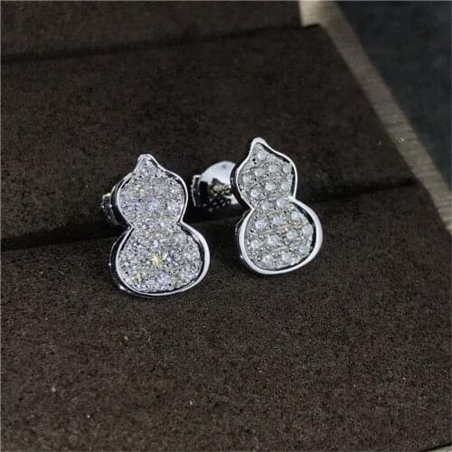 Cute Gourd shape Diamond Stud Earring original 925 sterling silver Jewelry Engagement Wedding Earrings for Women Party Gift