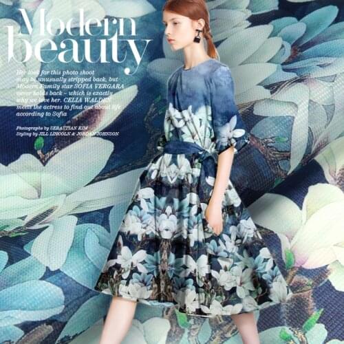 PRINT SILK ORGANZA SATIN FABRIC 140cm width 12momme 100% Natural Silk Gauz Fabric Dress Cloth Positioning Printing MOQ1.35M