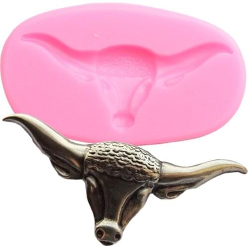 3D Bull Head Cupcake Topper Fondant Mold Cake Decorating Tools Party Cake Border Silicone Mould Candy Resin Clay Chocolate Molds