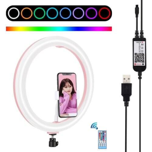 PULUZ 11.8 " USB RGBW Dimmable LED Ring Light Vlogging Photography Video Light for YouTube,Facebook Live,Twitch,Beauty Blog