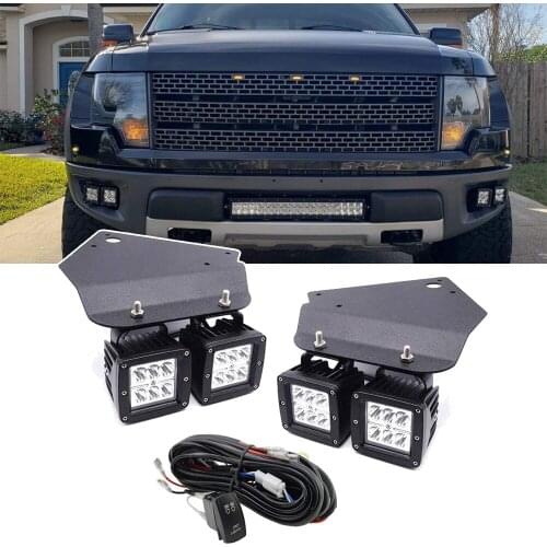 Wsen 4 x 18W LED Foglight Cube Light and Hidden Bumper Mounting Brackets Fit 2010-2016 Ford F150 Raptor