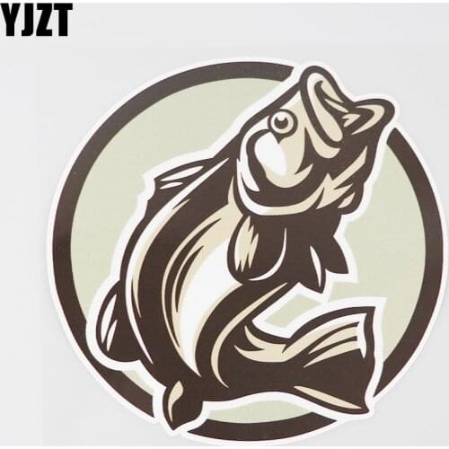 YJZT 14.4CMX14.4CM Interesting Fish Car Sticker Circular Outline Pvc Decal 6A-0266