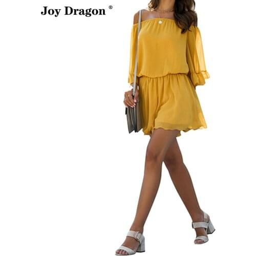 Women New Summer Fashion Solid Color Chiffon Sleeve Short Rompers Ladies Casual Jumpsuit Combinaison Femme Ropa De Mujer