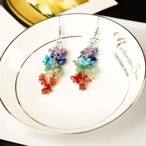1PC fashion colourful natural Jeweled grape earrings cuarzo pendant healing crystals meditation holiday party DIY gift
