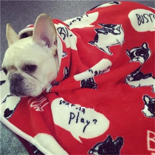 100x75cm Soft Fleece Bulldog Blankets Pet Cat Blanket Cats Dogs Bed Blanket for Sofa, Dog bed Cover