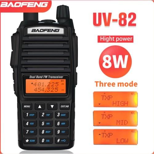 8W Dual Band Walkie Talkie 10km Baofeng UV-82 FM Transceiver Portable CB Ham Radio 128CH VHF/UHF UV 82 Two Way Radio 2800mAh