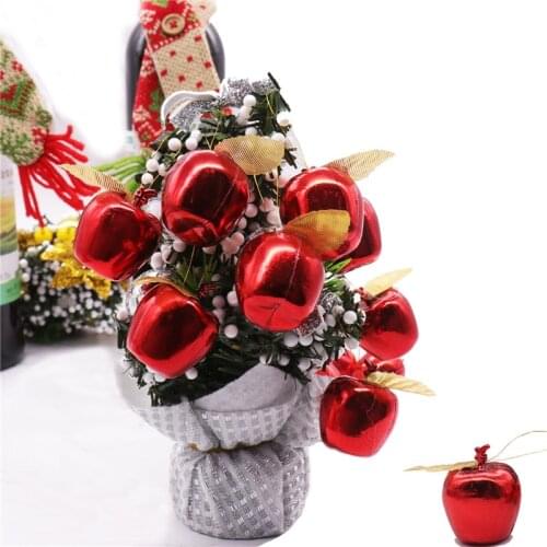 12pcs/lot Red Gold Apples Christmas Tree Decoration Party Events Fruit Pendant Xmas Hanging Ornament for Home Christmas Supplies