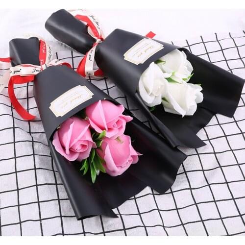 2 Bouquet/lot 3 Heads Soap Flower Rose for Mothers Day Gift Bouquet Birthday Gift Valentines Day for Girlfriend Rose Bouquet