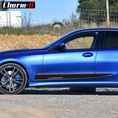2Pcs Car Styling Side Stripe Skirt Sill Sticker M Performance Graphics Decal for BMW 3 Series 2019- G20 Accessories