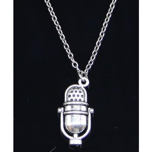 20pcs New Fashion Necklace 26x13mm retro vintage mircophone Pendants Short Long Women Men Colar Gift Jewelry Choker