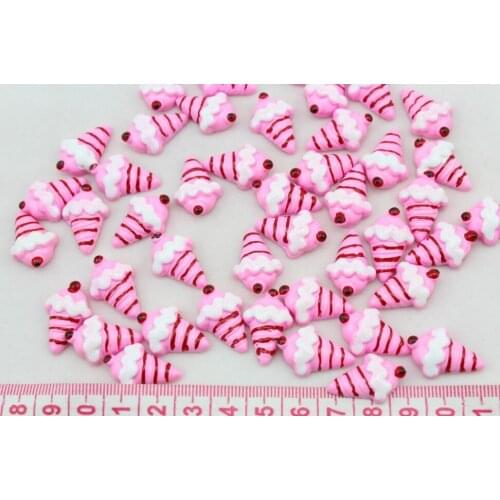 200pcs pink and white Ice cream cone Cake cabochon Cabs - DIY Jewelry decor, scrapbook, hair bow clips