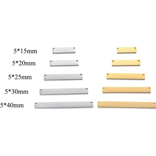 3pcs/lot 100% Stainless Steel Mirror Polished Engraving 15-40mm Square Blank Bar For Necklaces Wholesale
