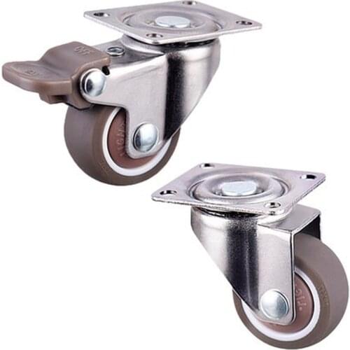 4pcs Furniture Casters Wheels Soft Rubber Swivel Caster Silver Roller Wheel For Platform Trolley Chair Household Accessori