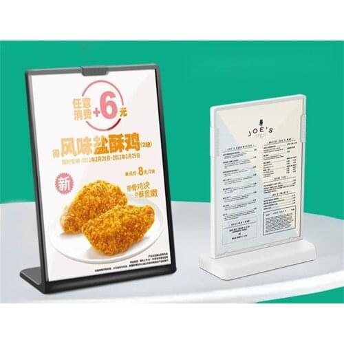 A4/a5/a6acrylic Panel Menu Display Stand L-shaped Vertical Table Card Table Brand High-end Plastic Wine Catalog Menu Name Card