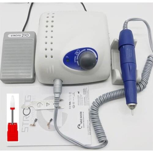 65W Strong 210 Manicure Machine Control Box 40000rpm Traus 105L Handle for Electric nail drill Nail Equipment Nail File Set