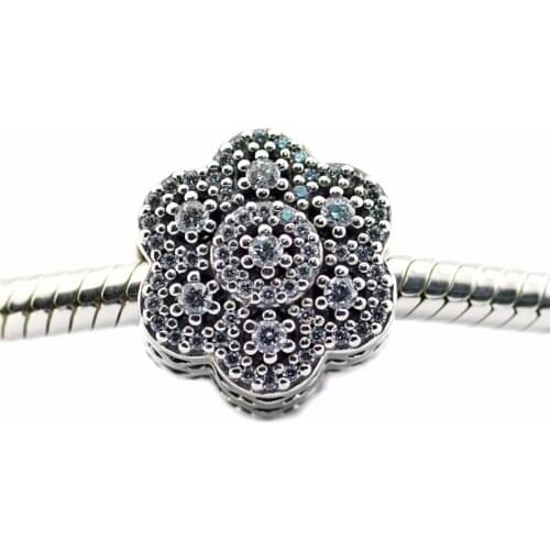 Crystalized Floral Clear CZ Charm 925 Silver Original Beads For Jewelry Making For European Bracelets DIY Sterling Silver Beads