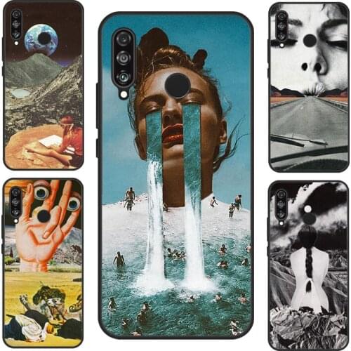 Vintage collage surreal Art Aesthetics For Huawei P20 Lite P30 P40 Pro P Smart 2019 2021 Nova 5T Case For Honor 10i 20 8A 8X 9X