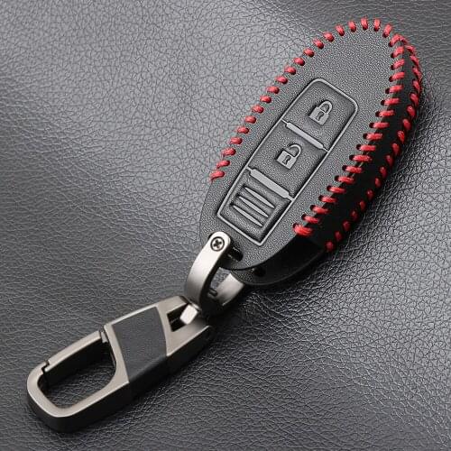 Black Leather Keychain Key Cover Case For Nissan 350Z Almera Altima Armada Qashqai Cefiro Cube Juke Livina March Maxima keys
