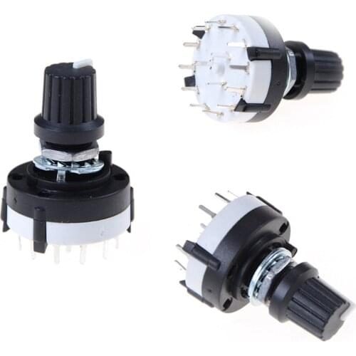 Single Deck Rotary Switch Band Selector 4 Pole 3 Position with Knob Black