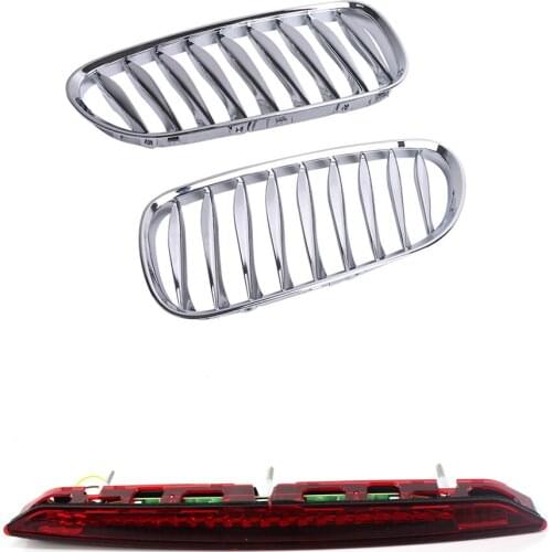Chrome Front Grille + 3rd Brake Stop Light Red Lens for BMW Z4 E85 03-08