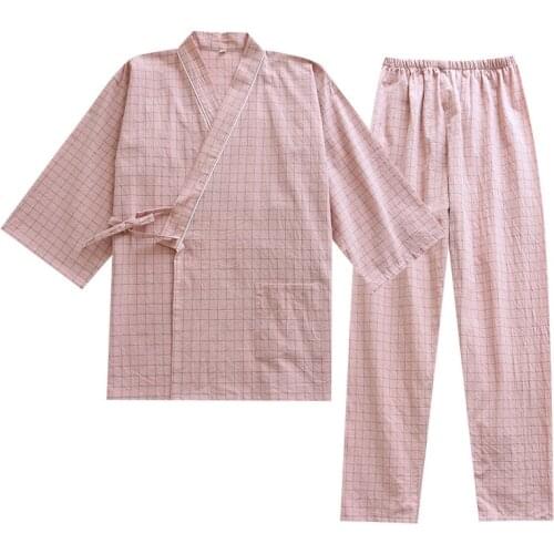 Summer Newest Couples Home Kimono Cotton Mens and Womens Pijama Sets for Spring and Autumn Thin Pajamas Conjuntos De Mujer