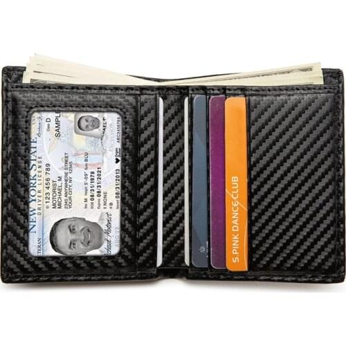 Fashion Bussiness ID Card Holder Carbon Fiber Men Wallet Small Money Purses Dollar Slim Purse New Design Money Wallet