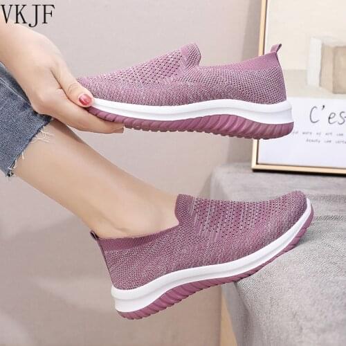2021 New Fashion Casual Sneakers Shoes Woman Slip-On Mesh Loafers Women Vulcanize Shoes Solid Shallow Zapatos De Mujer