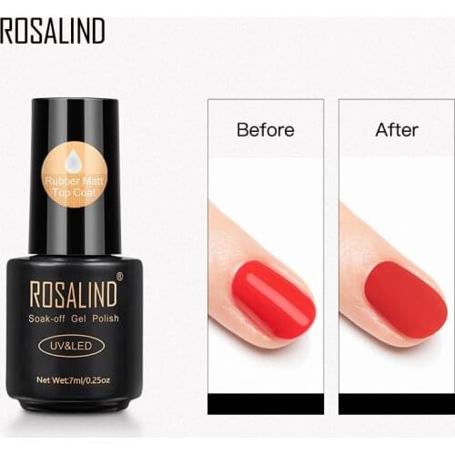 ROSALIND Rubber Matt Top Coat Matt Nail Polish Vernis Semi Permanant UV Lamp For Manicure no Wipe Long Lasting Topcoat