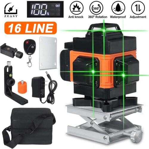 ZEAST 16 lines Laser level 4D 360 Powerful Green Measure Level Horizontal & Vertical Construction Tools Auto Self-leveling
