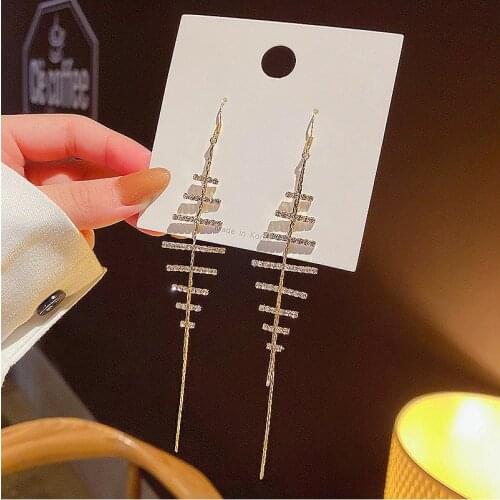 Fashion Long Tassel Full Of Rhinestone Female Earring Fashion Jewellery Senior Sense Earrings