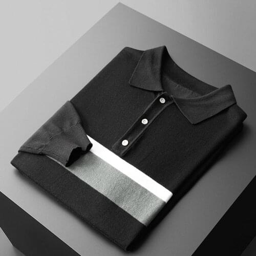 Spring 2021 Mens Sweater Polo Shirt Stripe Simple Business Style High Quality Cotton Knitted Long Sleeve Pullover Mens 4XL