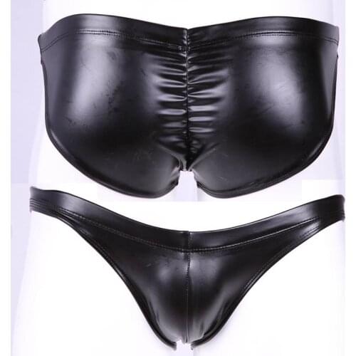 Man Erotic Panties PU Faux Leather Jockstrap Tanga Briefs Latex Gay Underwear Sexy Interior Hombre Panty Party Sex Products
