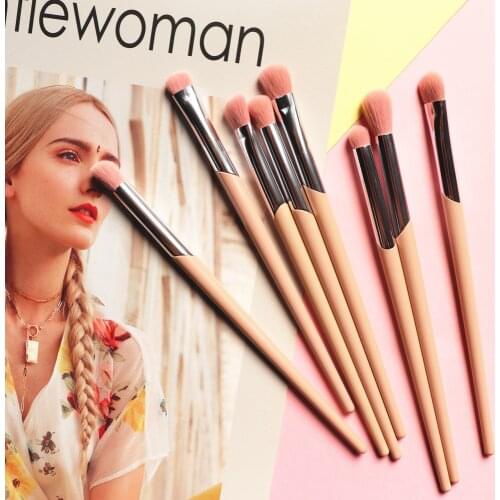 Pink FB Style 8Pcs Eyeshadow Blending Makeup Brushes Set Eye Smudger Crease Contour Eyeliner Concealer Cosmetic Brush