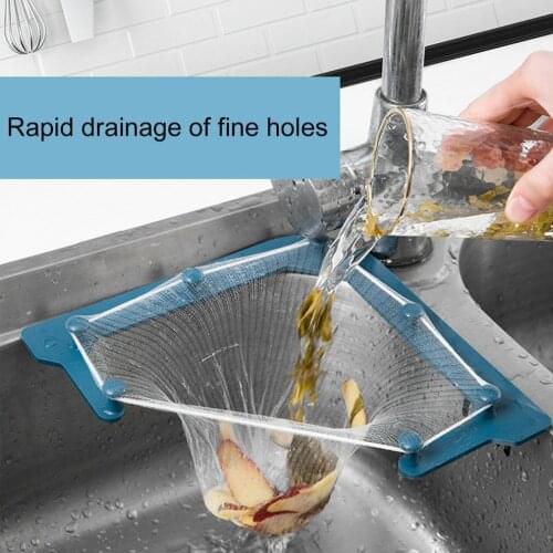 Kitchen Triangular Sink Garbage Filter Set Vegetable Fruit Drainer Leftover Filter Kitchen Storage Design Multifunctional Mesh