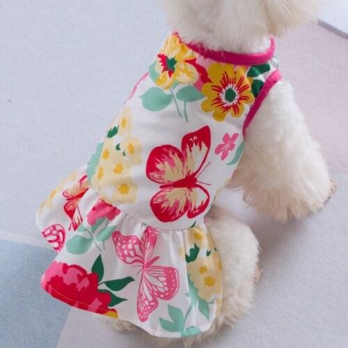 New Summer Dog Clothes Skirt Flower Printed Dogs Dress for For Chihuahua Pug Yorkie Pet Products Dog Clothes for Small Dogs