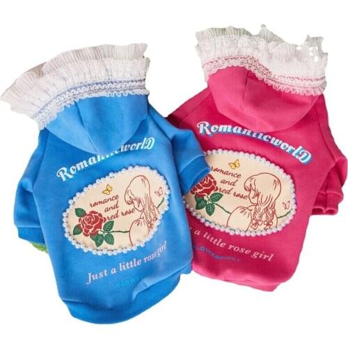 Dog Clothes for Small Dogs Cotton Hoodie for French Bulldog Yorkies Outfit Pet Puppy Clothing Pug Dog Accessories with Lace Hood