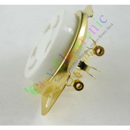 Wholesale and retail 4pc Gilded 5pin Ceramic vacuum tube sockets gold valve base For 807 FU7 27 24 37 free shipping