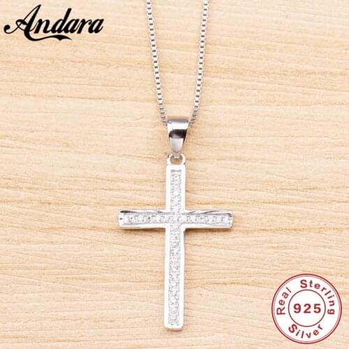 925 sterling silver necklace and pendant ladies fashion ladies cross zircon jewelry accessories necklace