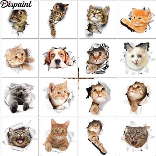 Dispaint Diamond Painting "Animal breaking wall" Cross Stitch Custom Photo Diamond Embroidery Square Round Drill Home Decor