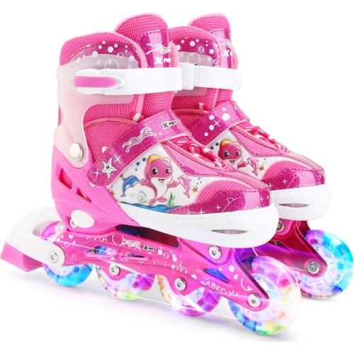 Adjustable Inline Skates with Illuminating Wheels For Kids Boys Girls Roller Skating Shoes Sliding Free Skate Patins