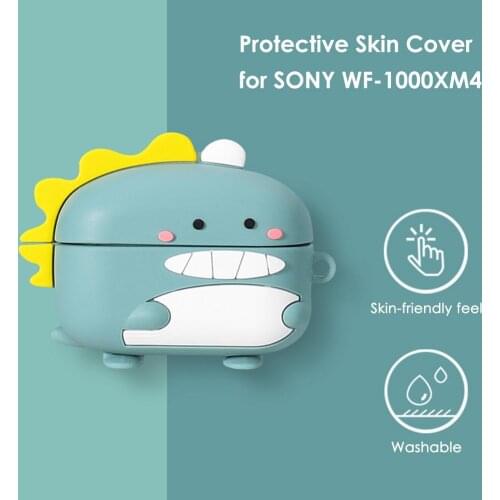 Cute Dinosaur Silicone Protective Case Earphone Cover Protector Wireless Earbuds Sleeve Charging Box Shell For SONY WF-1000XM4