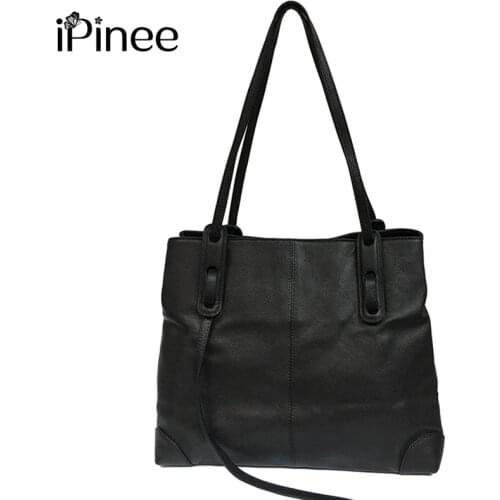 IPinee New Fashion Soft Real Genuine Leather Womens Handbag Elegant Ladies Hobo Crossbody Shoulder Bags Black shopping bag