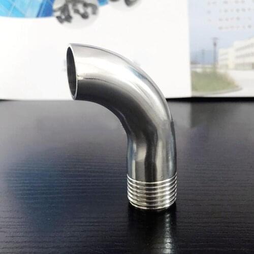 32mm 1-1/4" Pipe OD Butt Weld x 1" BSPT Male 90 Degree Elbow SUS 304 Stainless Steel Sanitary Pipe Fitting Home Brew Beer Wine